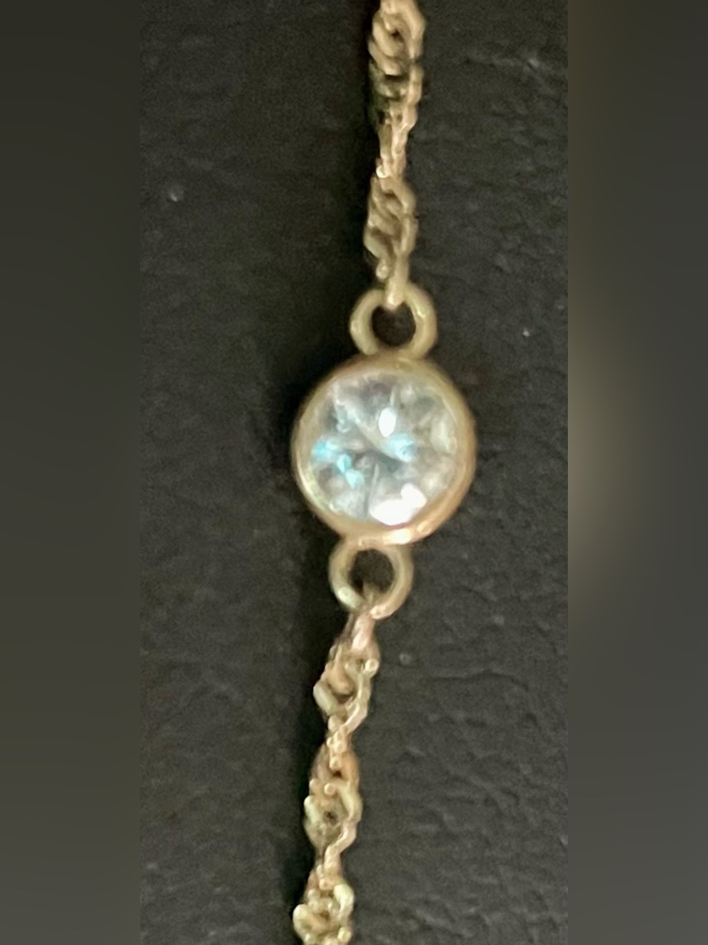 10KT Stamped YellowGOLD Bracelet with 3 CZ stones. Very Pretty. 1.08 grams. - Picture 12 of 14